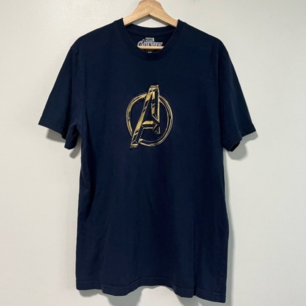 Marvel Avengers Black Gold Logo Graphic T-Shirt Men’s Large Cotton